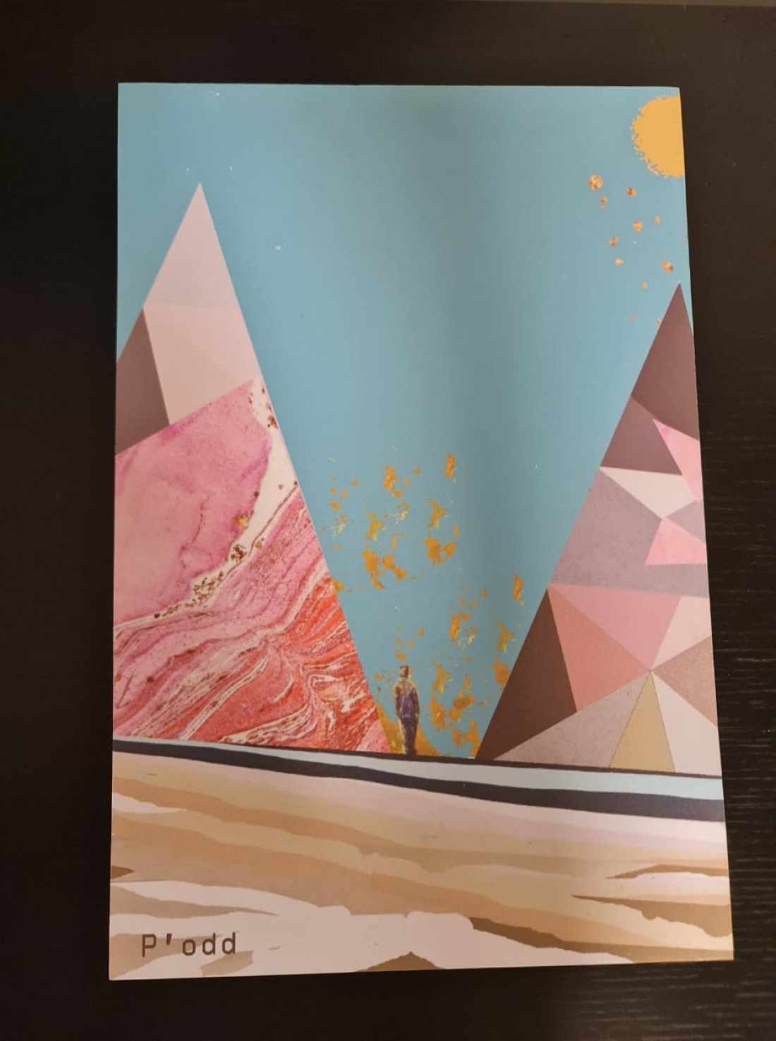 Lively Mountains & Blue  Sky Digital Collage Art Multi- Purpose Plexi & Leather Box 
