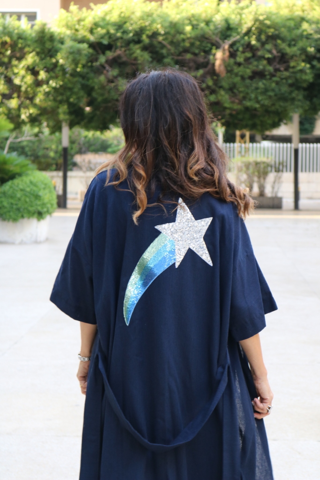 Aim for the Sky with our Shooting Star Linen Navy Kaftan