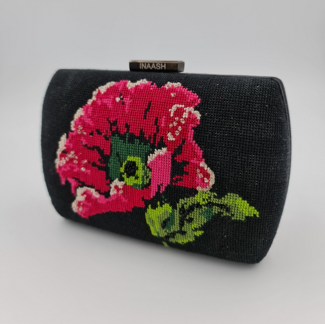 Palestinian Poppy Embroidered Clutch
