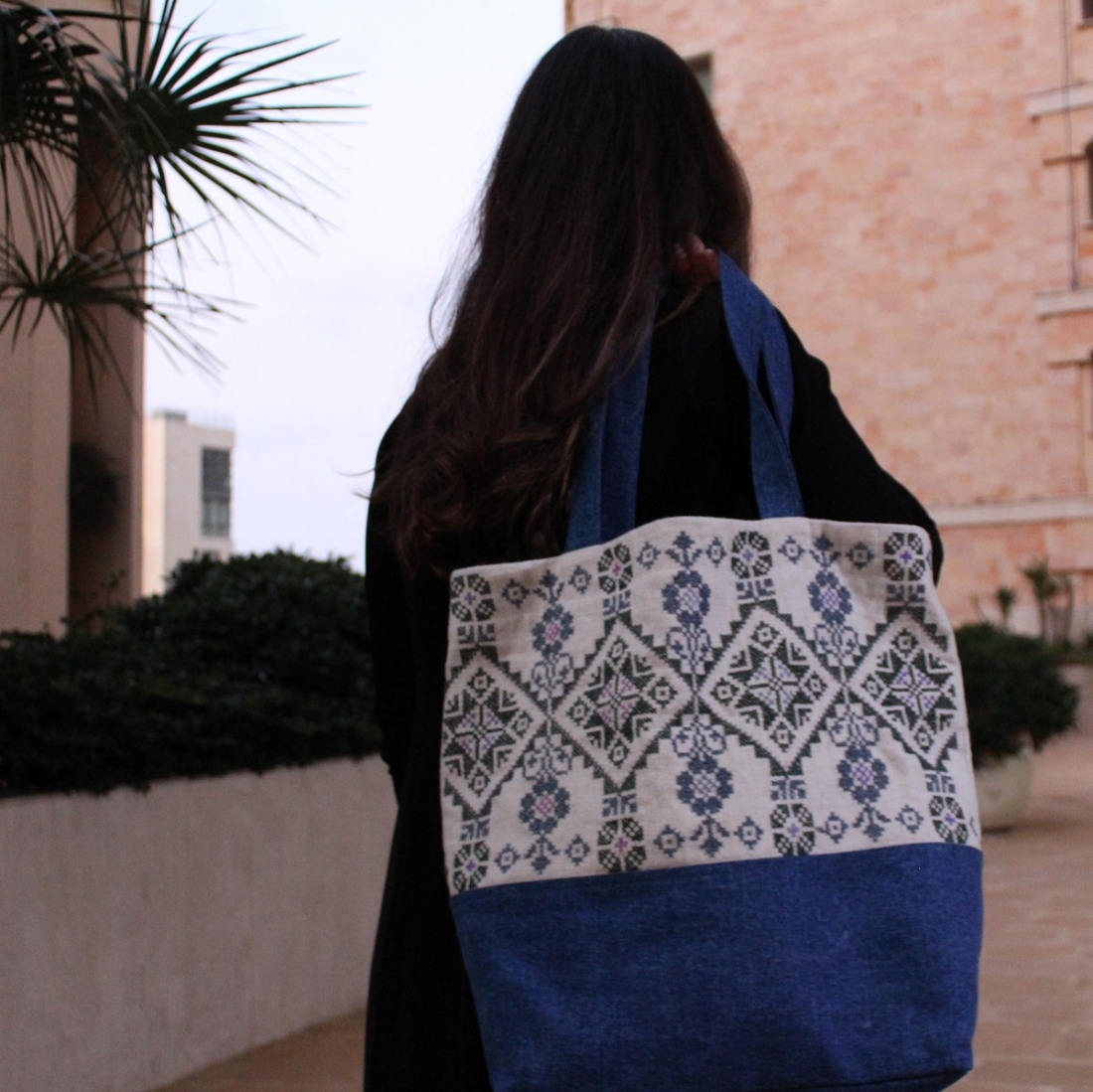 Denim Hand - Embroidered Tote Bag
