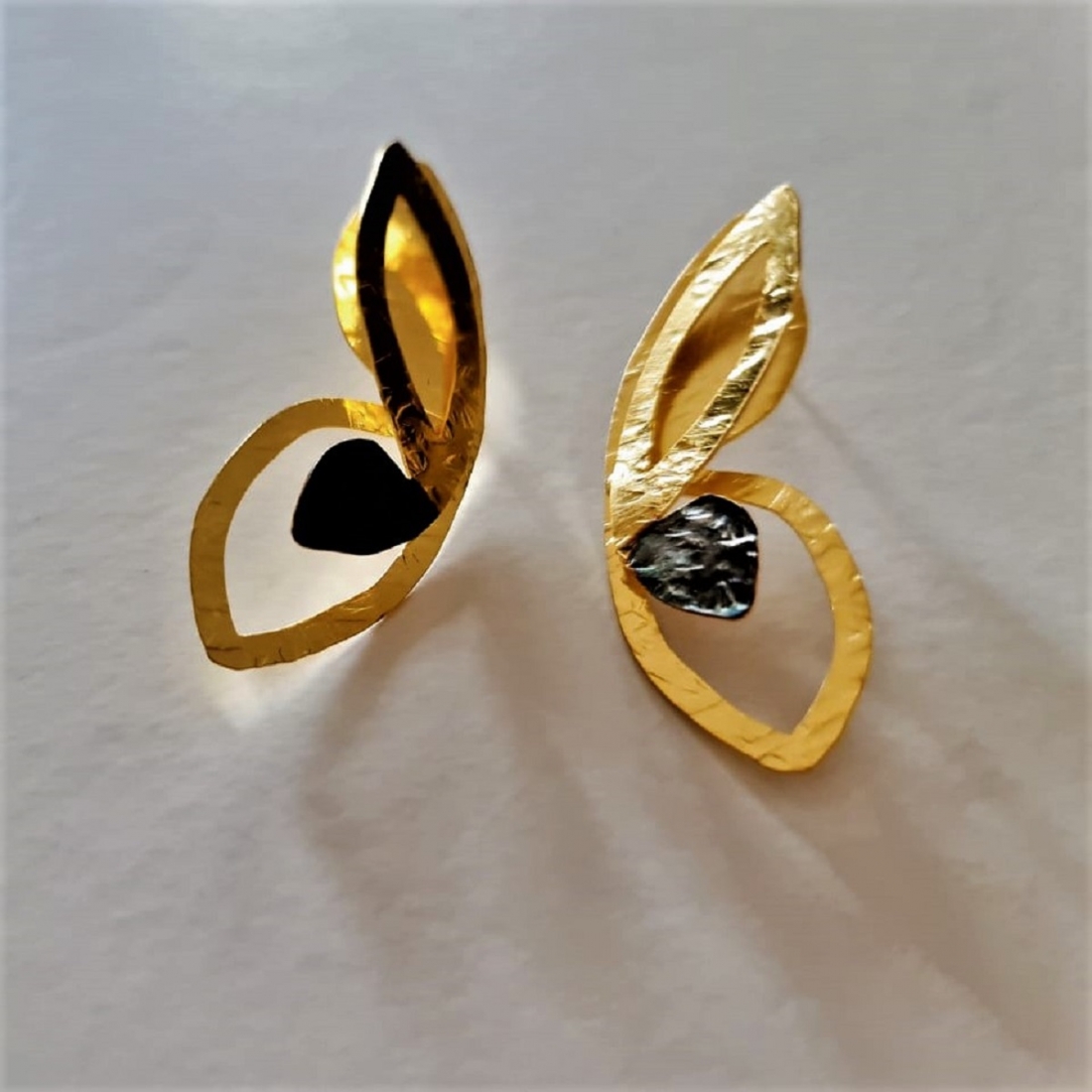 Lined butterfly Handmade Gold-Plated Earrings