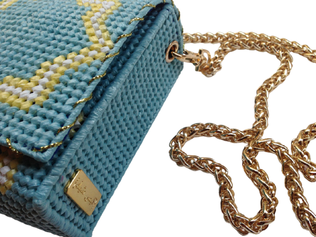 Thamania light blue Islamic geometry medium upcycled bag