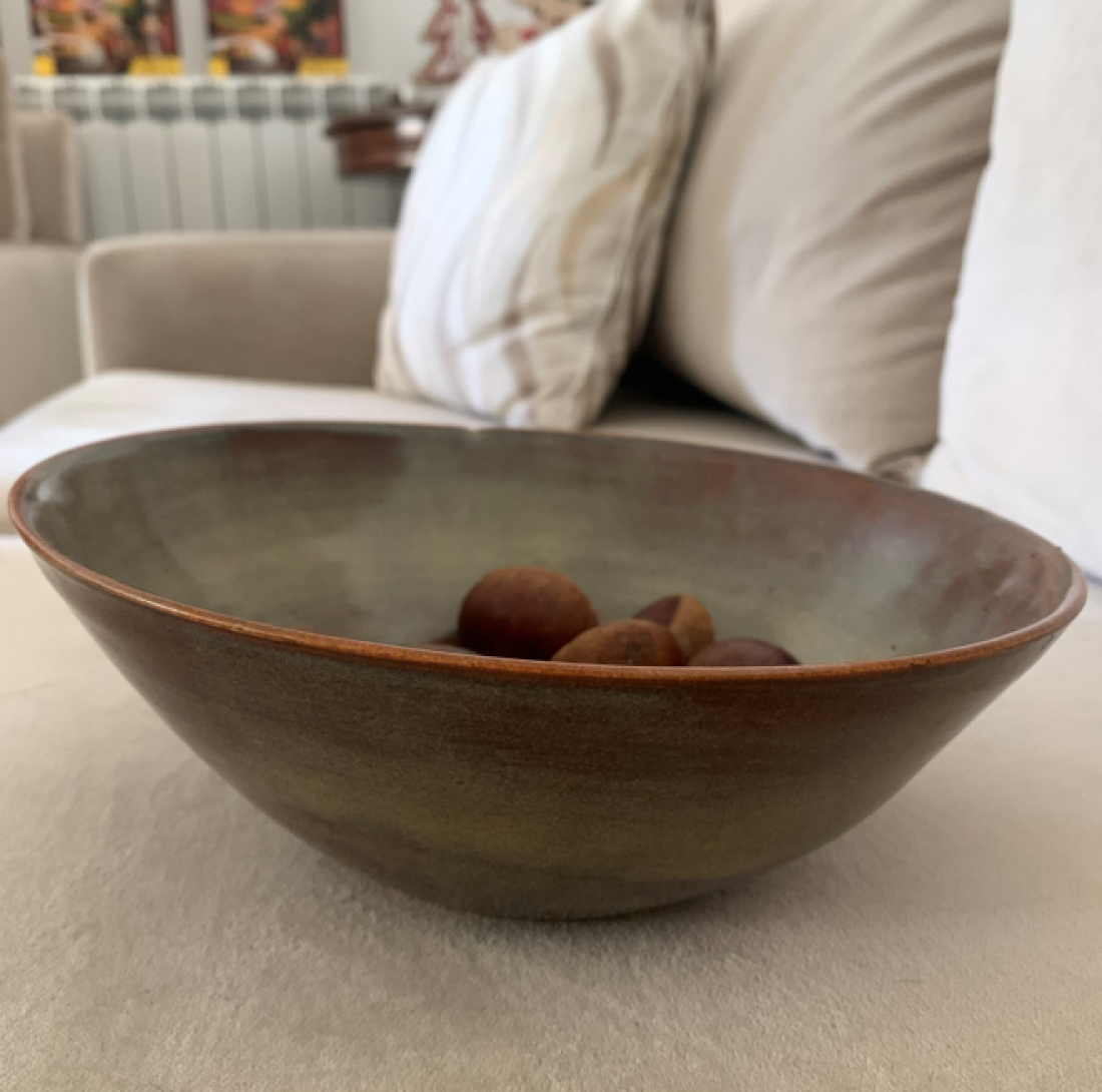 Olive Green Handmade Ceramic Autumn Bowl 
