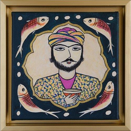 Persian Tile Acrylic on Canvas Painting 2  