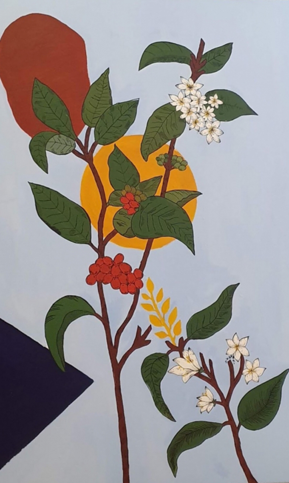 Jasmines & Coffee Beans Painting