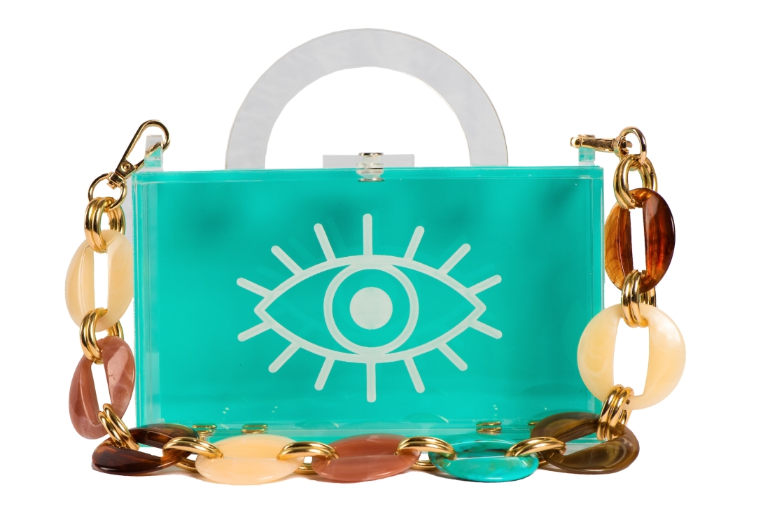 Turquoise Handmade Plexi  Eye Clutch Bag