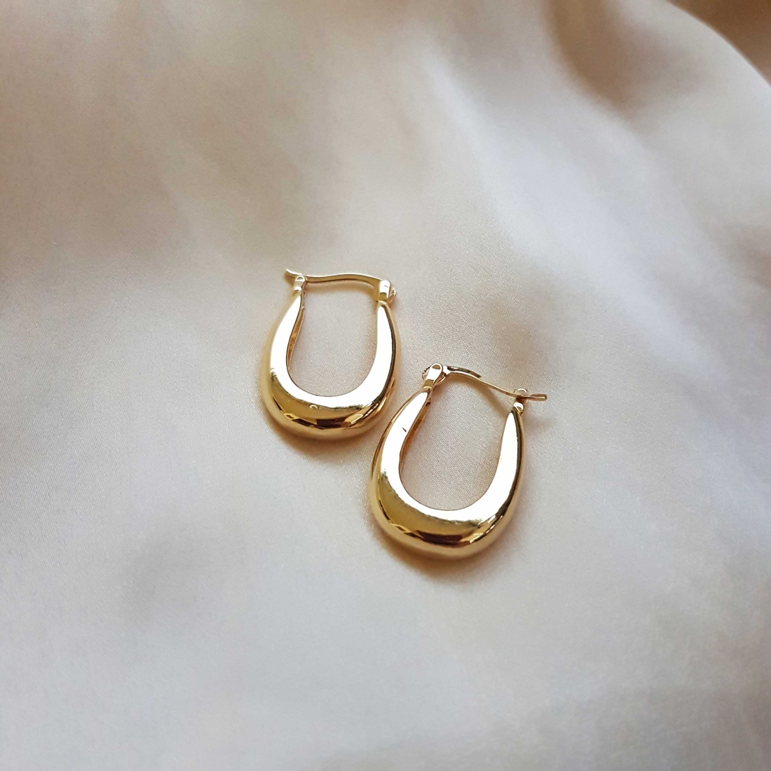 Gold Plated Thick Curved Earrings