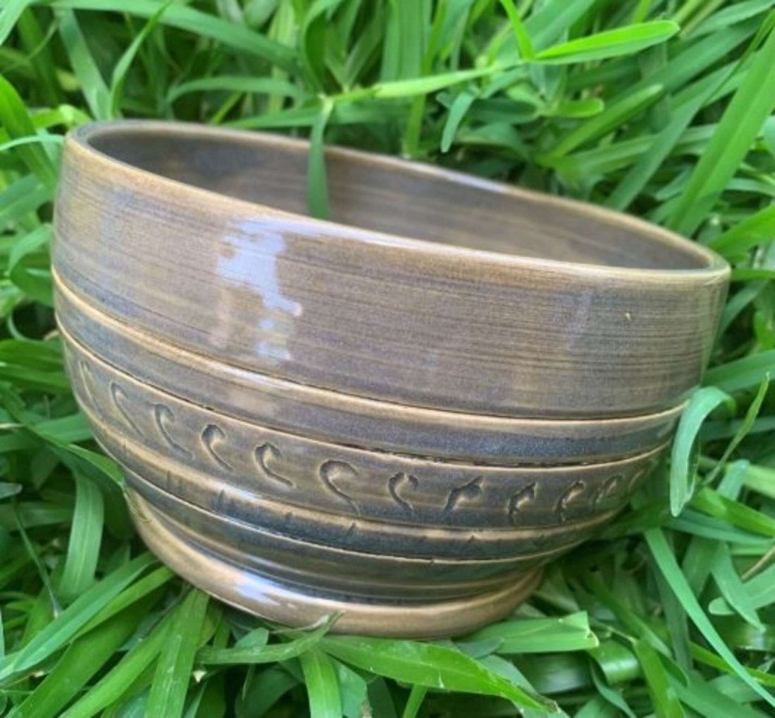 Roman Handmade Ceramic Carved Bowl