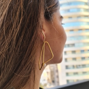 Geo Pearl Handmade Gold-Plated Pierced Earrings