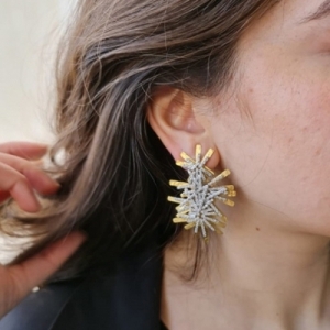 Zircon Sticks Handmade gold-Plated Earrings