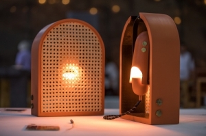 Ndeel Movable Wood and Natural Rattan Light