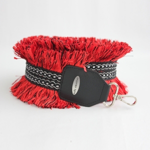 Red & Black Boho Fabric Crossbody Bag Strap