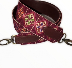 Red Heritage Hand embroidered bag strap 