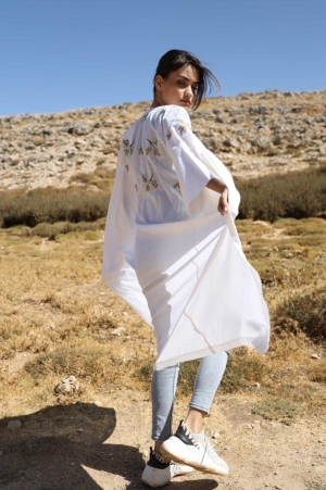 Second Street Summer Linen White Abaya