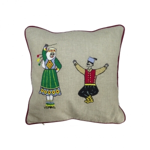 Farah Dabke' Hand-embroidered Fine Linen Cushion 